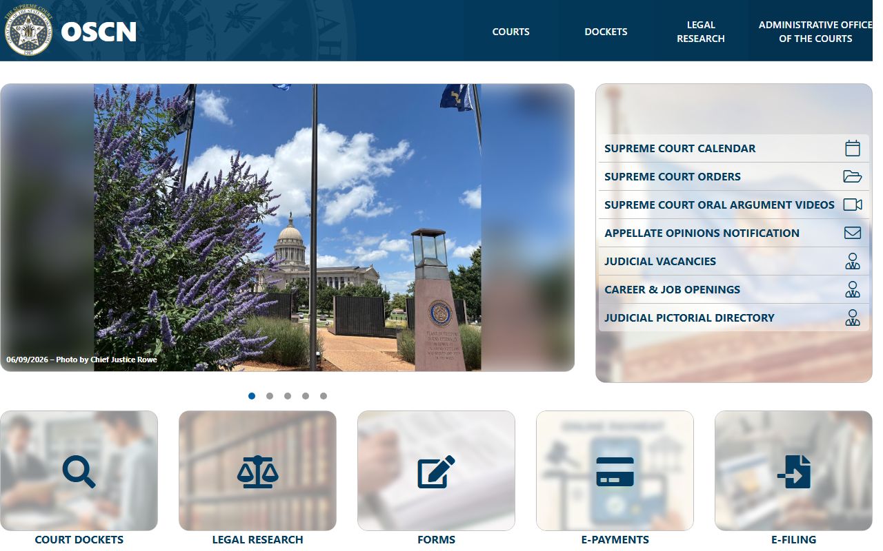 Grant County Court Clerk Oklahoma State Courts Network home page
