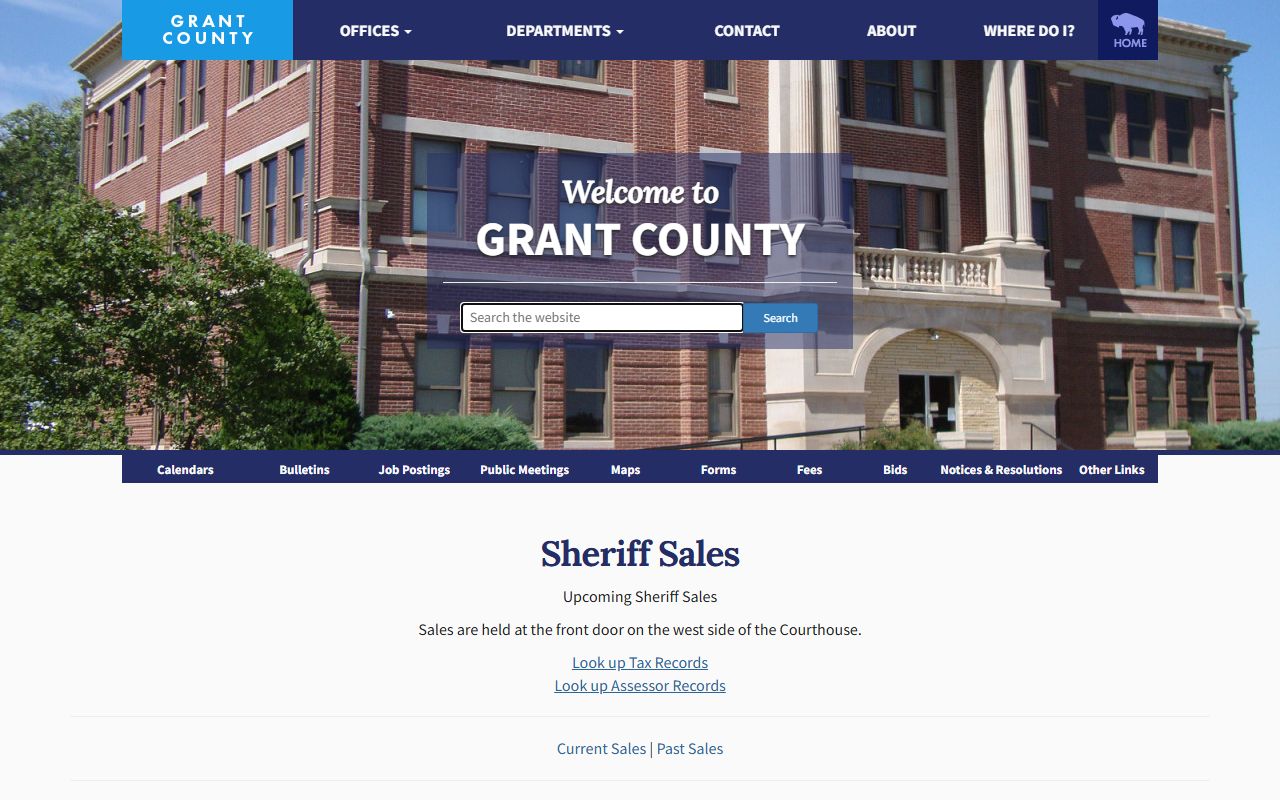 Grant County arrest records sheriff sales page