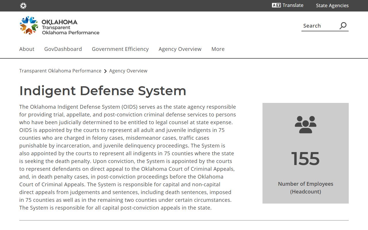 Grant County criminal court records Oklahoma Indigent Defense System page