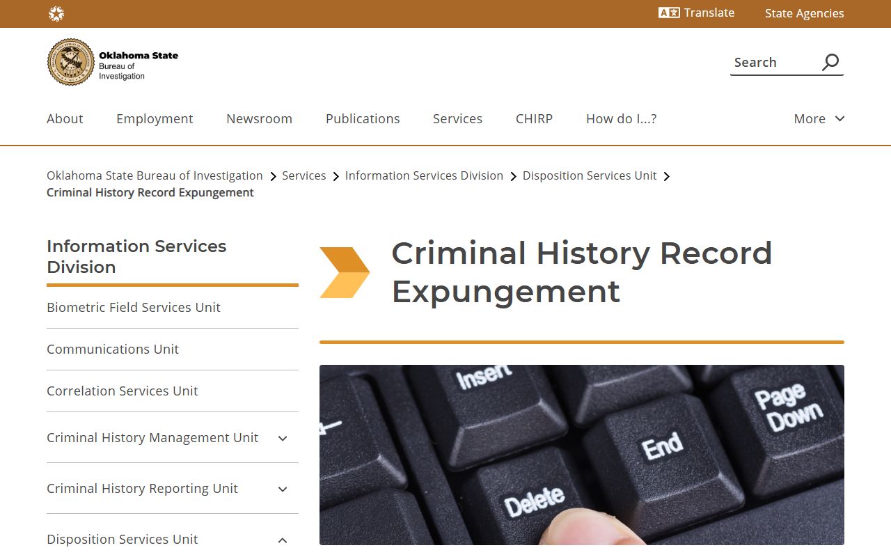 Grant County criminal court records OSBI expungement page