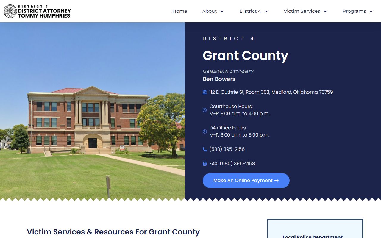 Grant County District Court District 4 District Attorney page