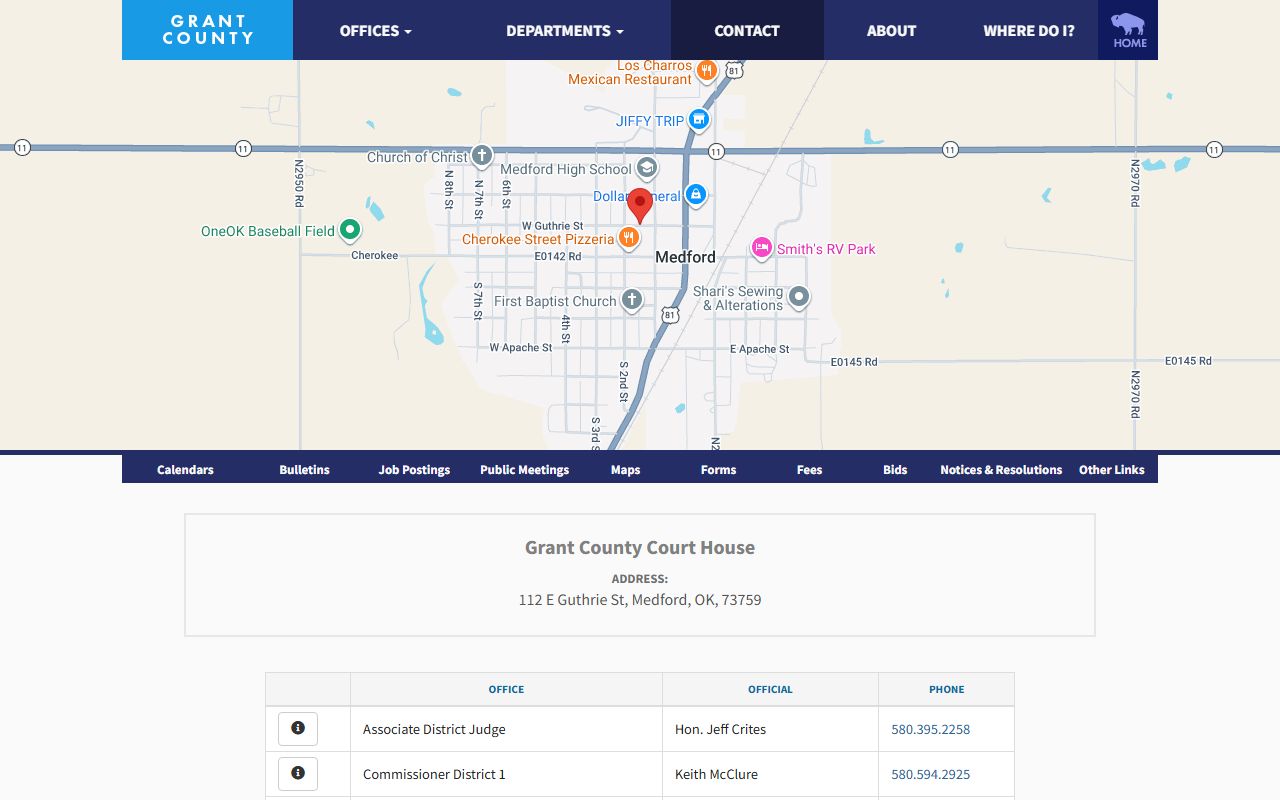 Grant County court contact directory with office rooms and phones