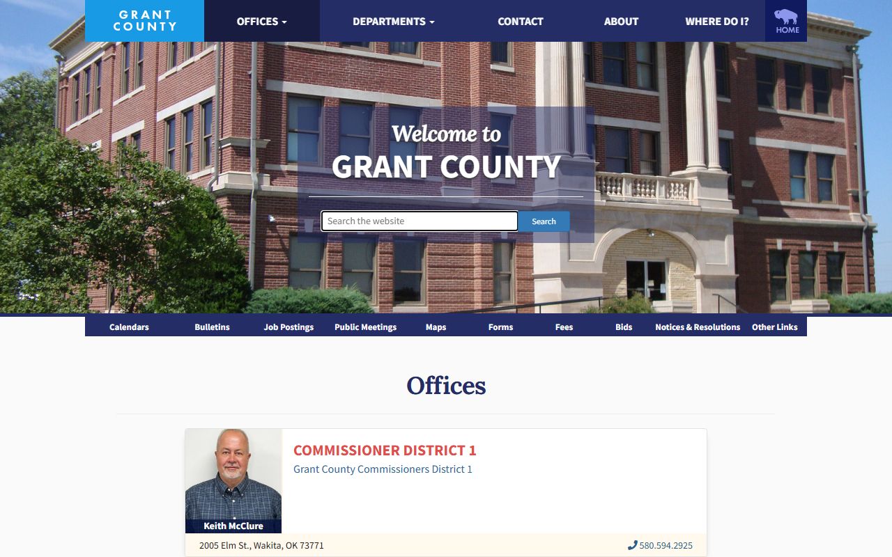 Grant County offices index for court records and clerks