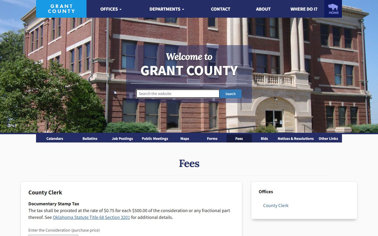 Grant County probate records county fee schedule