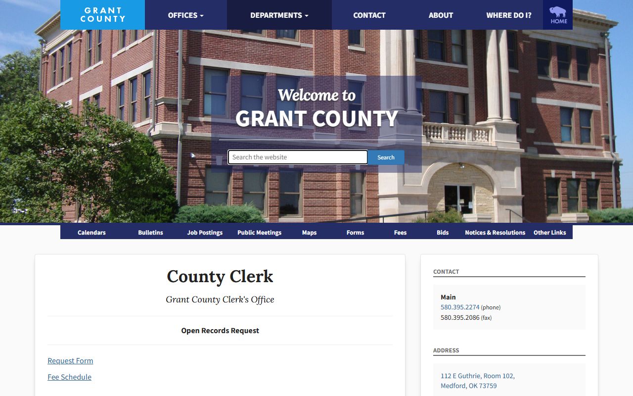 Grant County warrant open records request page